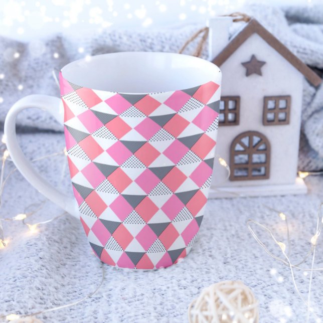 aesthetic pink & black triangle pattern decorative coffee mug (Creator Uploaded)
