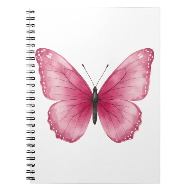 Aesthetic Pink Butterfly Spiral Notebook  (Front)