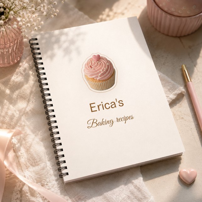 Aesthetic Pink Cupcake Bakery Owner  Notebook (Creator Uploaded)