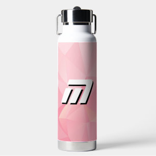 Aesthetic Pink Geometric Polygon Modern Monogram Water Bottle