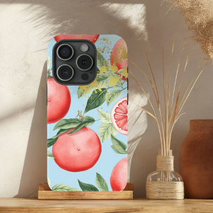 Aesthetic Pink, Pastel Blue and Gold Grapefruit iPhone 15 Case