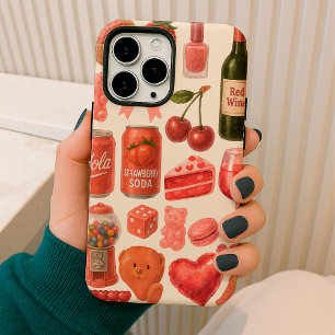 Aesthetic Pink Patterns Watercolor Style iPhone 16 Case