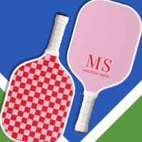 Aesthetic Pink Red Chequered Monogram