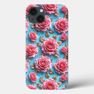 Aesthetic Pink Rose Feminine Luxury Design iPhone 13 Case