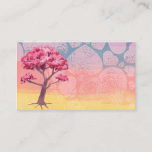 Aesthetic Pink Sakura Tree Template Business Card