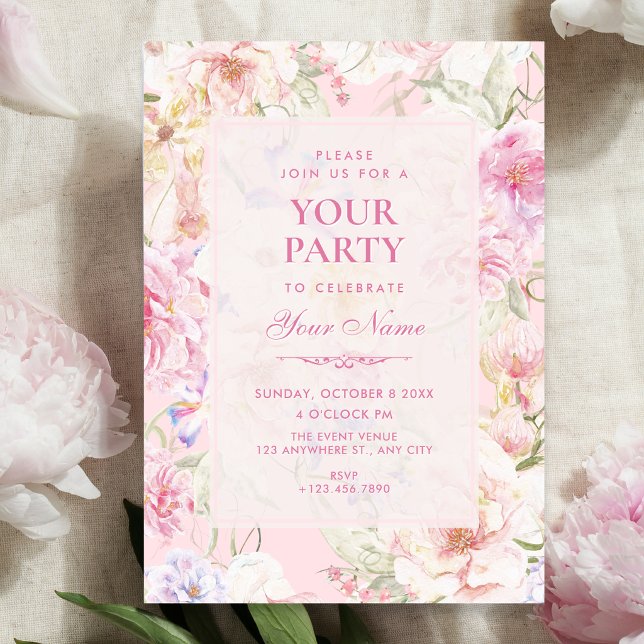 Aesthetic pink soft floral  invitation (Creator Uploaded)