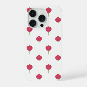 Aesthetic pink tulip flower pattern phone case