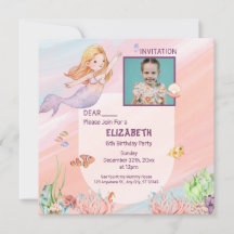 aesthetic Pink Water Colour mermaid Birthday Card