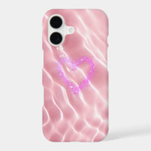 Aesthetic Pink Water Ripple Glitter Heart