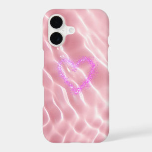 Aesthetic Pink Water Ripple Glitter Heart