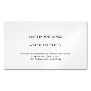 Aesthetic Plain Professional Black & White Modern Magnetic Business Card
