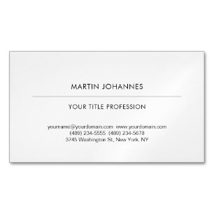 Aesthetic Plain Professional Black & White Modern Magnetic Business Card