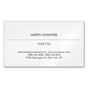 Aesthetic Plain Professional White Modern Magnetic Business Card