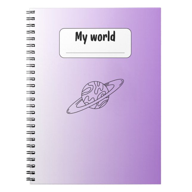 Aesthetic Planet Notebook | Minimal Purple Journal (Front)