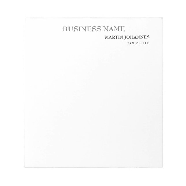 Aesthetic Professional Chic White Business Card Notepad (Front)