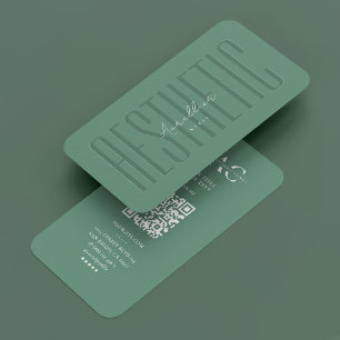 Aesthetic Professional Monogram Dusty Teal Modern Business Card