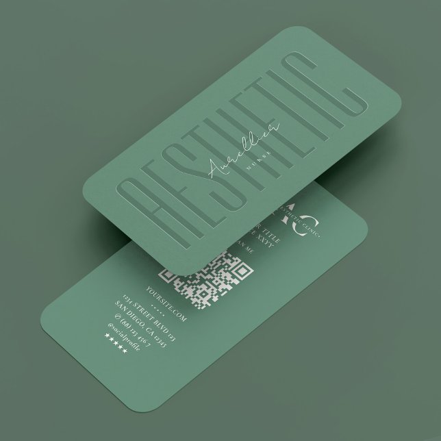 Aesthetic Professional Monogram Dusty Teal Modern Business Card (Aesthetic Professional Monogram Dusty Teal Modern Business Card
)