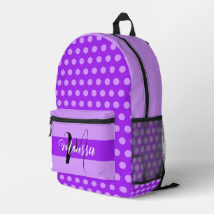 Aesthetic Purple Colour - Pretty Name Monogram Printed Backpack