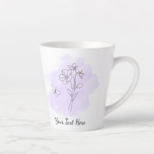 Aesthetic Purple Latte Mug with Line Art