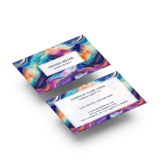 Aesthetic rainbow glitter agate business card (Creator Uploaded)