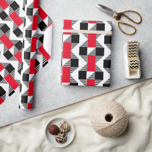 aesthetic red and black classic colour geometrics wrapping paper