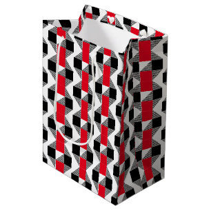 aesthetic red and black classic geometric medium gift bag