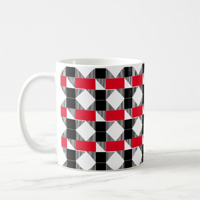 aesthetic red and black modern geometric pattern w coffee mug (Left)