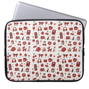 Aesthetic Red Doodle Pattern Laptop Sleeve Case