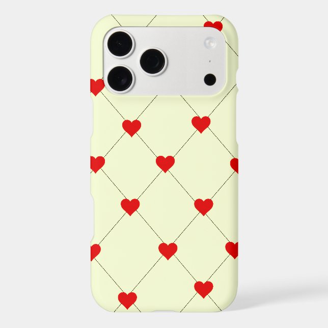 Aesthetic Red Hearts Grid Phone Case (Back)
