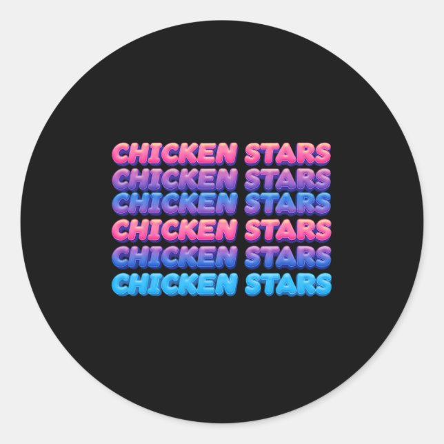 Aesthetic Repeating Chicken Stars Viral Meme Sloga Classic Round Sticker (Front)