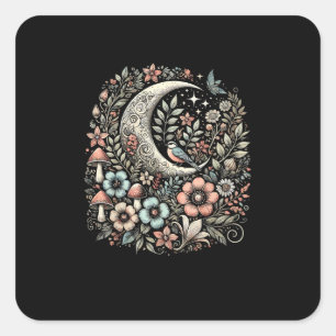 Aesthetic Retro Goblincore And Cottagecore Mushroo Square Sticker