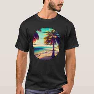 Aesthetic Retro Style Palm Tree Tropical Beach Vac T-Shirt