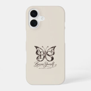 Aesthetic Rose Gold Butterfly Sand iPhone 16 Case