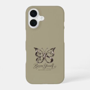 Aesthetic Rose Gold Butterfly Stone iPhone 16 Case