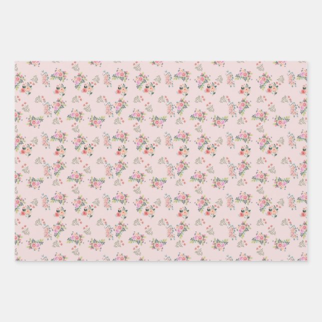 Aesthetic rose pattern wrapping paper  (Front)