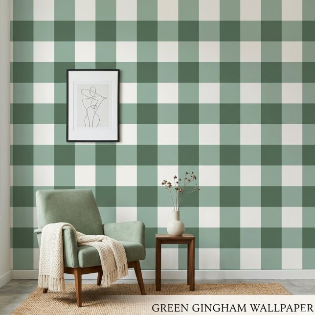 Aesthetic Sage Green Gingham Classic Wallpaper (Creator Uploaded)