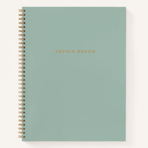 Aesthetic Sage Green & Gold Modern Name Notebook
