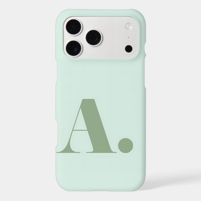 Aesthetic Sage Green Minimalist Initial Letter A (Back)
