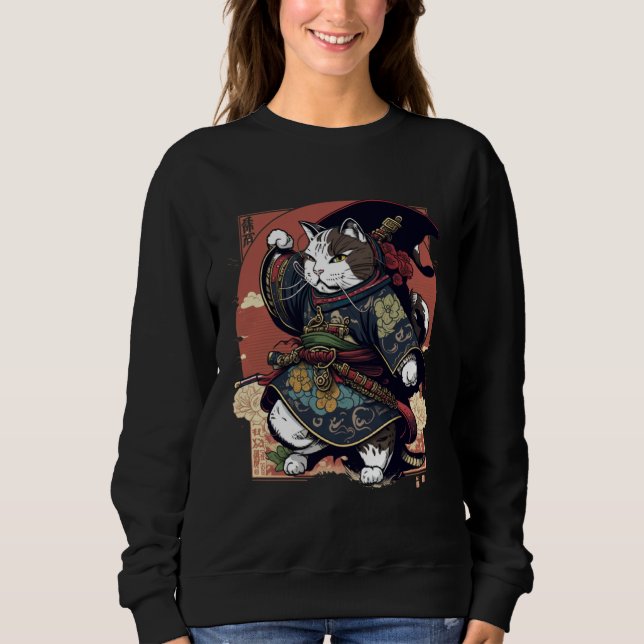 Aesthetic Samurai Cat Japan Bushido Cats Sweatshirt (Front)