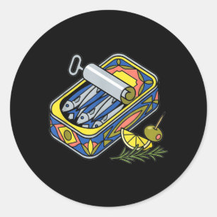 Aesthetic Sardine Tin Euro Summer Tapas Foodie Classic Round Sticker