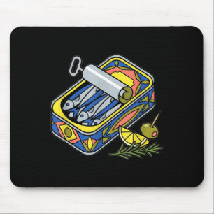 Aesthetic Sardine Tin Euro Summer Tapas Foodie Mouse Mat