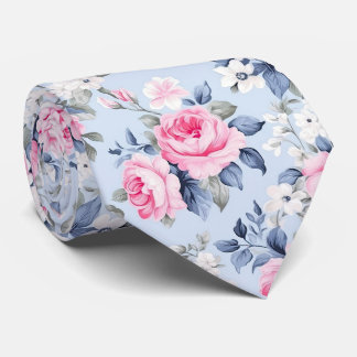 Aesthetic Shabby Chic Pink Roses Pattern Tie