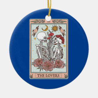 Aesthetic Skeleton The Lovers Tarot Card Reading Ceramic Tree Decoration