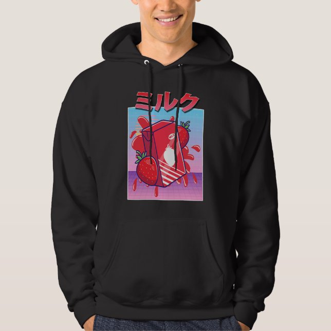 Aesthetic Strawberry Milk Shake Vaporwave 90s Japa Hoodie (Front)