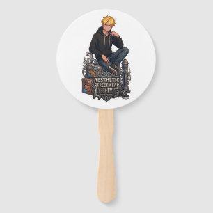 Aesthetic Streetwear Boy Anime - Cool Glossy Vinyl Hand Fan