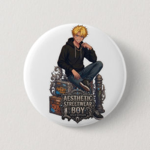 Aesthetic Streetwear Boy - Cool Anime  6 Cm Round Badge