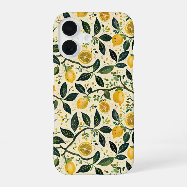 Aesthetic Summer Lemon Pattern iPhone Case (Back)