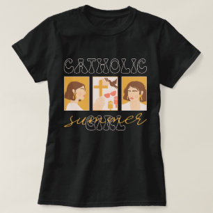 Aesthetic Summer of Saints Catholic Girl Summer T-Shirt