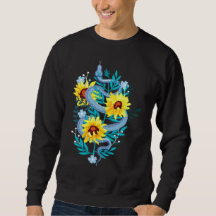 Aesthetic Sunflower Blue Snake Binding Flower Sweatshirt