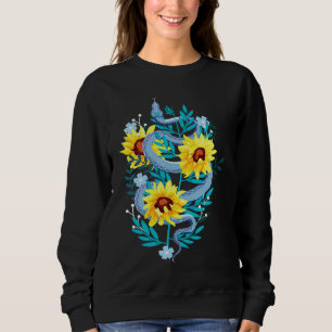 Aesthetic Sunflower Blue Snake Binding Flower Sweatshirt